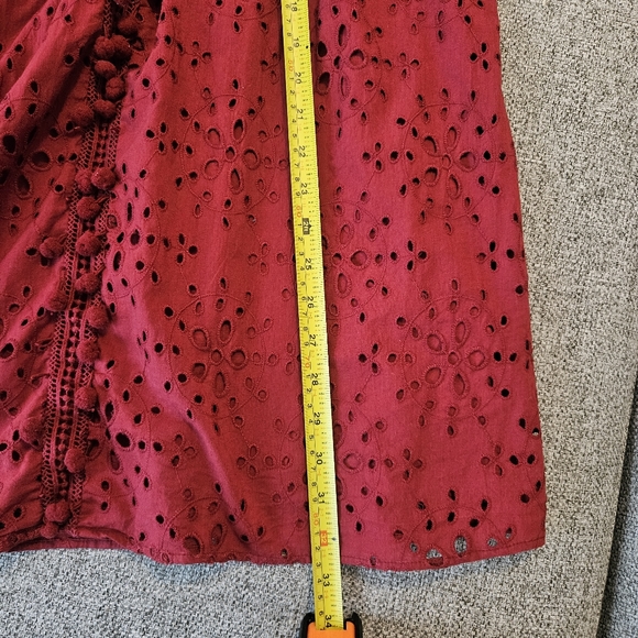 Zara Trafaluc Eyelet  Dress Size XS Burgundy - Picture 3 of 9